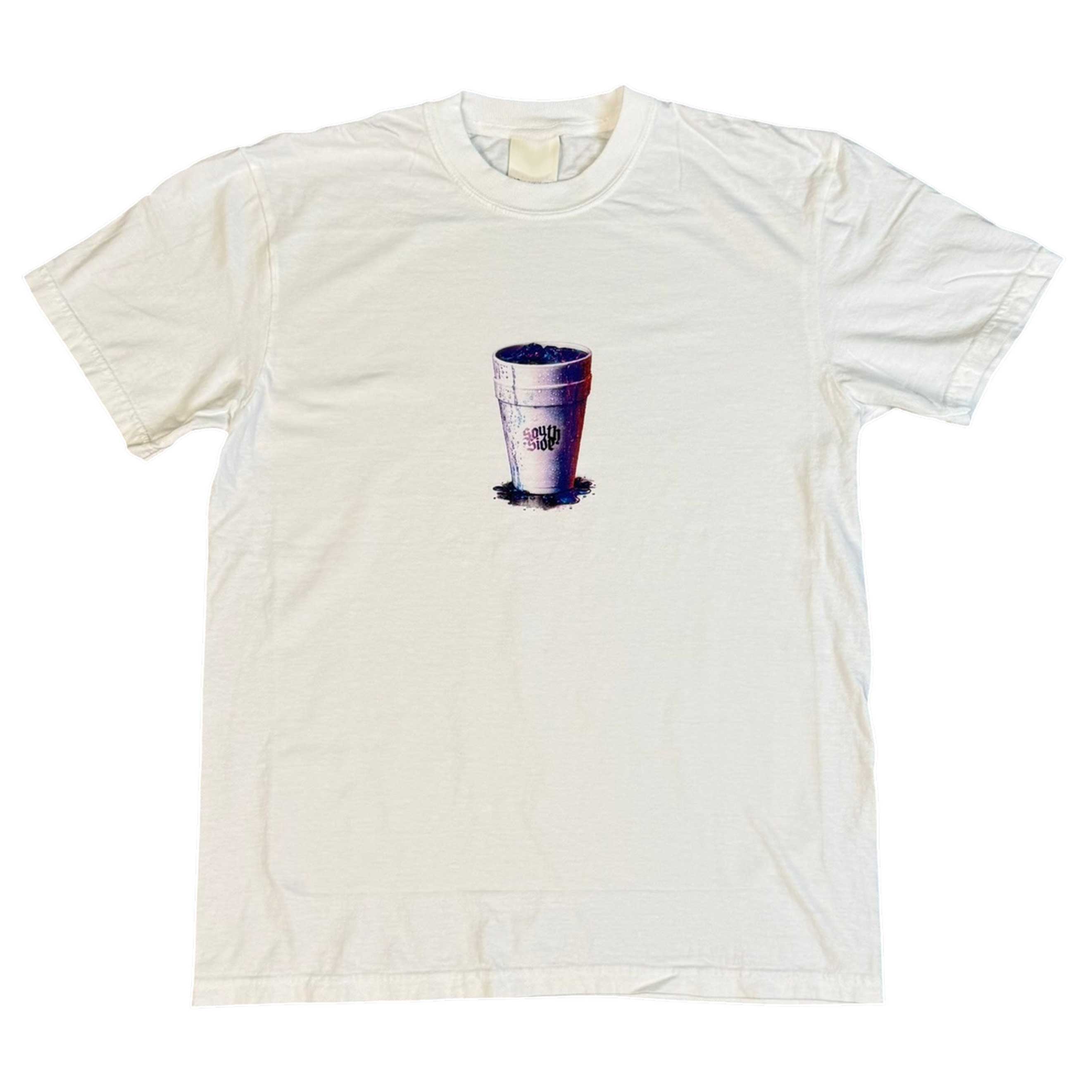 The Southside Double Cup T-Shirt Multicolor Tee features a small graphic of a white foam cup with dark liquid at the center, inspired by vintage skate tees from Southside Skatepark.