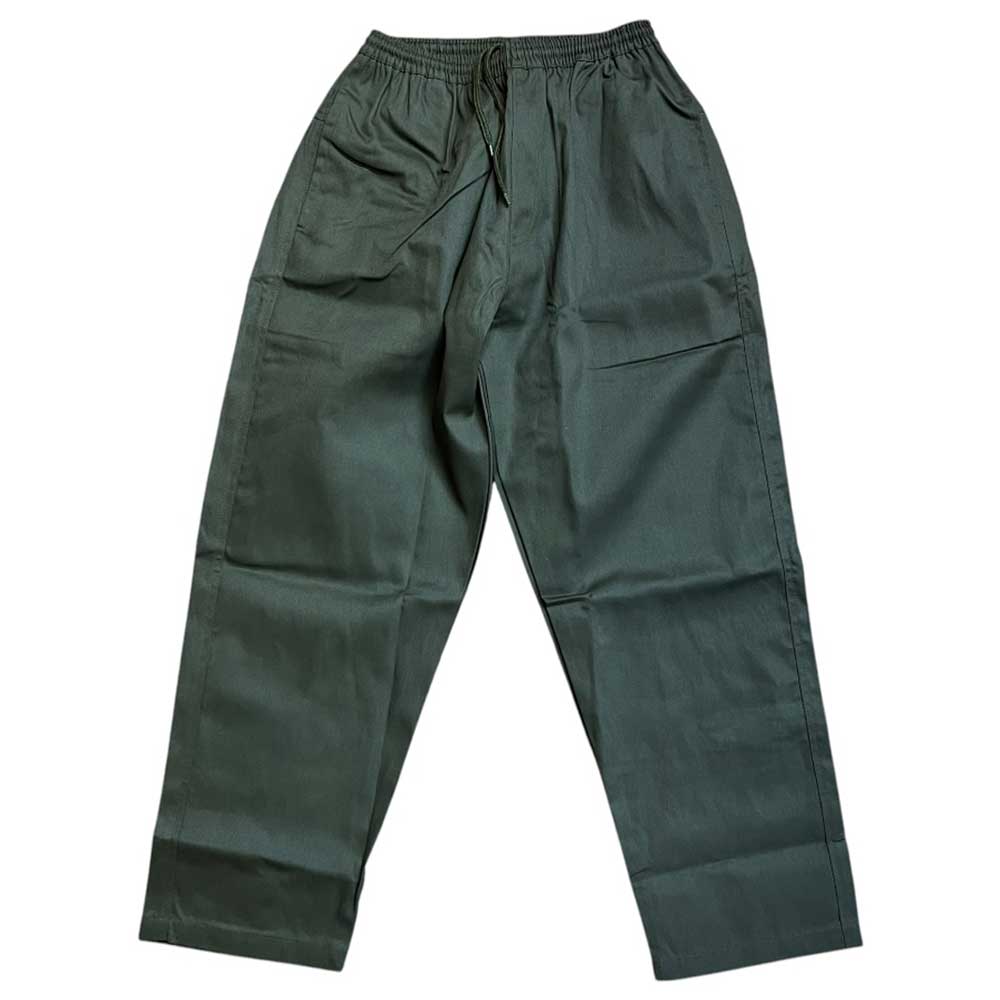 Texas Icon Dark Green Southside 94 Pants feature a drawstring elastic waistband, side pockets, and a relaxed straight-leg fit—ideal skateboarding pants for both comfort and style.