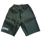 The Texas Icon Dark Olive Southside 94 Shorts feature an elastic waistband and a white graphic logo on the left leg. Laid flat front-side up, these dark green shorts are perfect for skateboarding.