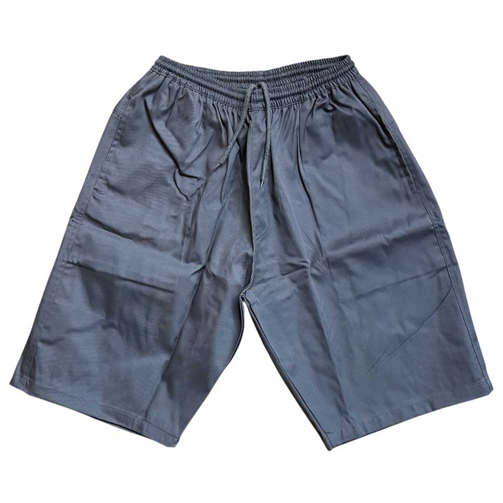 The Texas Icon Gray Southside 94 Shorts, featuring a loose fit, elastic waistband, and drawstring, are perfect for skateboarding. Shown laid flat on a white background.