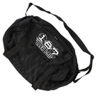 The 187 Duffle 10 Black Mesh Pad Bag features a shoulder strap, two side handles, and the white “187 Killer Pads” logo—ideal for carrying your gear on the go.