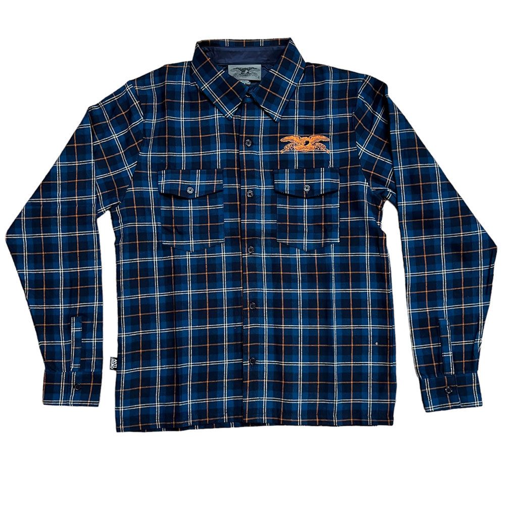 Anti Hero Flannel Basic Eagle Multi Color Orange Embroidery Southside