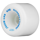 The Powell Peralta Wheels Rat Bones 60mm 90A White features blue text—RAT-BONES, POWELL PERALTA, 90A, 2008 RE-ISSUE—printed around its rim and is displayed on a plain white background.
