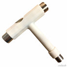 The Southside Tool White is a T-shaped skateboard tool with metal sockets on each end, ideal for adjusting hardware like trucks, wheels, and bolts.