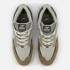 A top view of the New Balance Numeric 1010 Y Tiago Lemos Gray Day Marble Head Island Blue suede skateboarding shoes featuring white laces, mesh uppers, and insoles with New Balance and Ortholite branding.