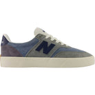 The 340 NBA Gray Blue Green New Balance Numeric Suede Skateboarding Shoes are shown in profile view against a white background, featuring a blue and grey design with a white sole, cream-colored laces, and a navy “N” logo on the side. Subtle cues inspired by vulcanized skate shoes and a reinforced toe cap enhance durability.