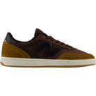 440 PRB Pumpernickle Black New Balance Numeric Suede Skateboarding Shoes shown on a plain white background, featuring a brown suede and mesh upper with a black N logo, perforated heel detailing, an ABZORB midsole for cushioning, and a gum rubber outsole.