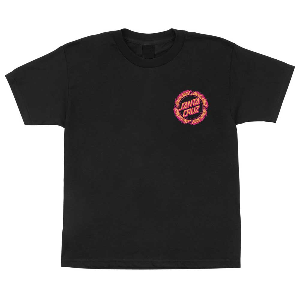 44156299 Flame Ringed Dot Midweight YOUTH Tee Black Youth Santa Cruz