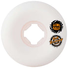 The 54mm Roskopp Face Two Reissue White Hardline 95a Slime Balls wheels feature a white base with two vibrant logos: a yellow and green "Slime Balls" in black splatter and a bold orange "Roskopp Pro Series" with a jagged design.
