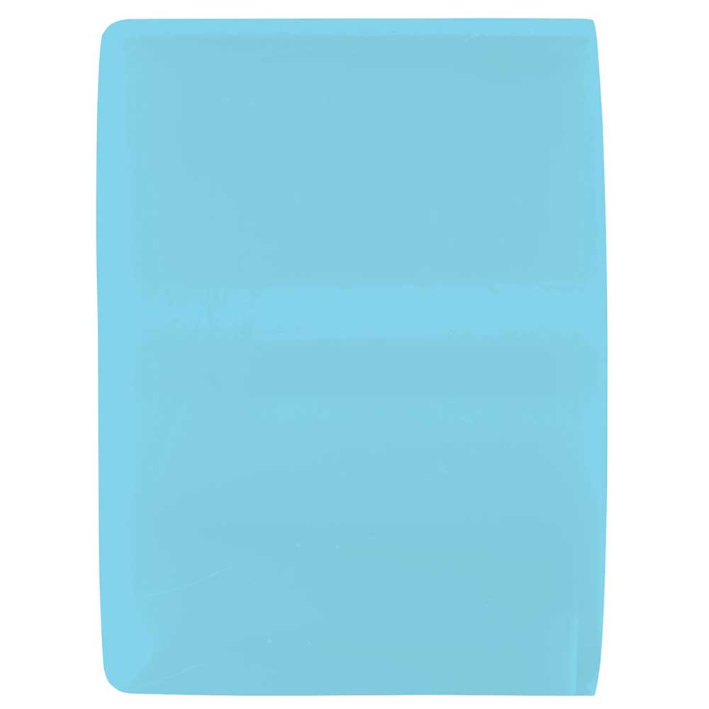 A smooth, rectangular, light blue sheet with rounded corners on white—evoking the sleek style of the 55mm Shin Sanbongi Mini Super Juice Blue 78a OJ Wheels.