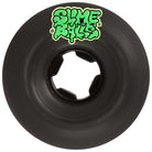 The 58mm Accelerator Vomit Mini Black 99a Slime Balls Wheels feature a black design with a green, drippy Slime Balls graphic, displayed on a white background.