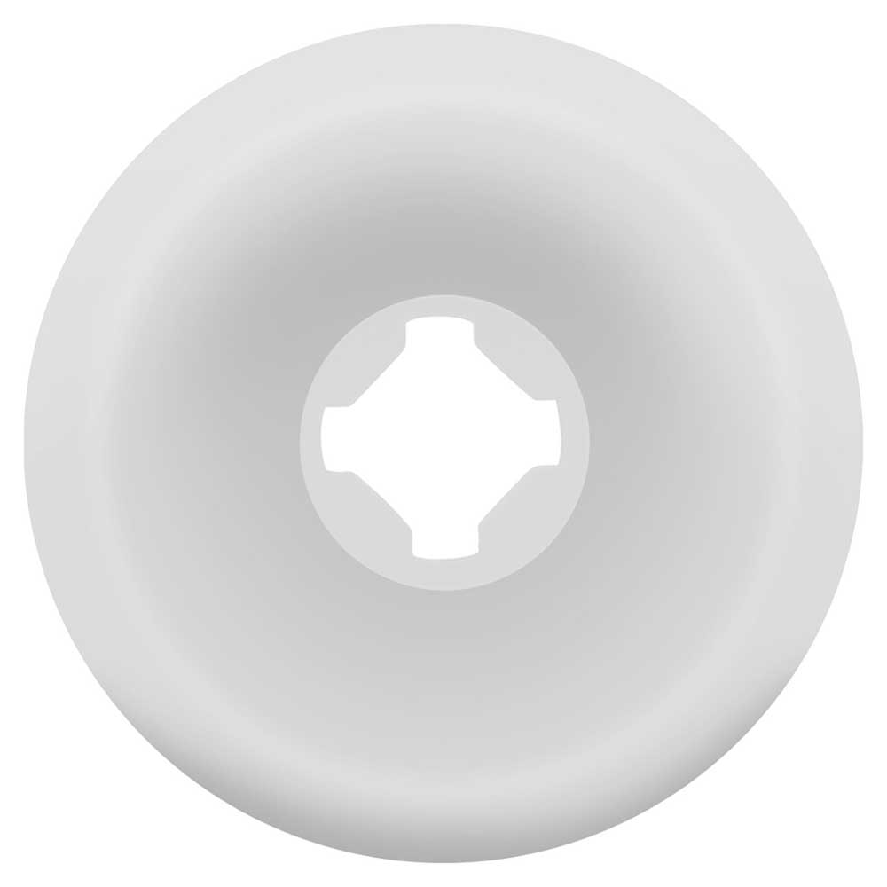 A top view of the 60mm Bullet Riot Vomits White 97a Slime Balls Wheels, round and white with a smooth surface and central cross-shaped core.