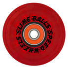A 60mm SB Ice Light Ups OG Slime Red 78a Slime Balls Wheel featuring a metal bearing in the center and black, distorted text around it reading "SLIME BALLS," echoing classic Slime Balls Wheels designs.