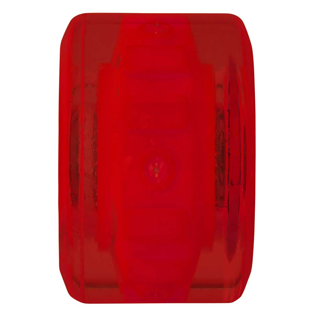A translucent red, cylindrical wheel with slightly rounded edges and a hollow center, resembling the 60mm SB Ice Light Ups OG Slime Red 78a Slime Balls Wheel, viewed from the side.