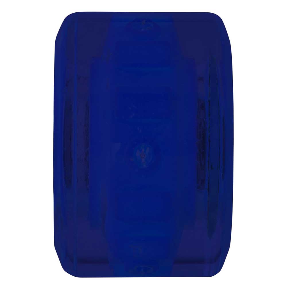 A translucent, deep blue, cylindrical wheel with rounded edges and subtle center ridges, resembling the 66mm SB Ice Light Ups OG Slime Blue 78a Slime Balls Wheels, is displayed on a plain white background.