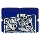 The 66mm SB Ice Light Ups OG Slime Blue 78a Slime Balls Wheels feature a cartoon slime creature flashing a peace sign atop a bearing. With eye-catching flair and SLIME BALLS LIGHT UPS packaging, these wheels combine style and fun.
