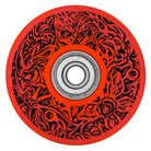 A 66mm Hellfire Club Light Ups OG Slime Red 78a Slime Balls skateboard wheel, featuring a detailed black illustration of monsters and tentacles swirling around the center.