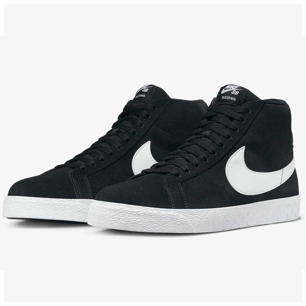 864349002 Black White Blazer Mid Nike SB Suede Skateboarding