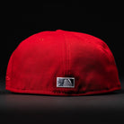 The Sunnyside Bo Bundy WS05 Houston Astros New Era 5950 Fitted Hat is shown from the back on a black background, featuring a small rectangular logo—classic style for Astros fans.