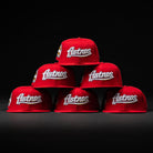 Five Sunnyside Bo Bundy WS05 Houston Astros New Era Hat 5950 Fitted caps by New Era are arranged in a pyramid against a black background, each featuring the Astros logo on the front and a colorful side patch.