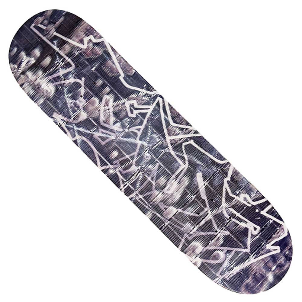 The AC Scribe 8.5x32.3 Gray Silver Deck Late Nite Stars Skateboard features a unique design with gray and silver tones and star-themed accents for a standout look.