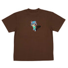 The AP Kid Tee Brown April Skateboards T-Shirt is a heavyweight brown tee with a small, colorful cartoon character with blue pigtails and headphones printed at the center chest.