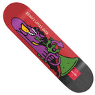 The Anderson Jazz Lovers 8.25x31.87 Chocolate Skateboards Deck features a cartoonish purple character in sunglasses playing a green trumpet, with the text "KENNY LOVES JAZZ" above—perfect for jazz enthusiasts and skateboarders alike.
