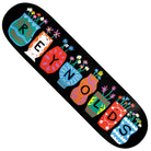 Introducing the Andrew Reynolds Pots and Flowers 8.5 Baker Skateboards Deck—a striking skateboard deck showcasing a series of colorful, uniquely patterned flower pots spilling with flowers and spelling out “REYNOLDS” across a bold black background. This deck is a perfect homage to Andrew Reynolds’ legendary style from Baker Skateboards.