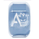Transformed sentence using the product data: A clear, rectangular soap with smooth, rounded edges and a shiny, translucent surface features crisp white engravings: a bold “A” beside a grinning flame logo reminiscent of the iconic Yuto Horigome April 54mm99A Spitfire Wheels Skateboard design. This soap captures the daring spirit of these legendary skateboard wheels.