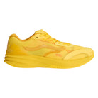 Atiba Vans AVE Rapid LX Gold VN000Y1MGLD Suede Skateboarding Shoes in bright yellow, featuring a low-top silhouette, FeatherKnit construction, mesh panels, and a thick, chunky sole.