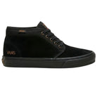 Atiba Vans Skate Chukka Black Black VN0A7SLZBKA1 mid-top skate shoe with a black sole, bronze-colored eyelets, and bronze logo detailing on the side and tongue.