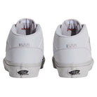Back view of two light gray Atiba Vans Skate Half Cab Light Gray VN0A5FCDBH71 Suede Skateboarding Shoes featuring a branded heel patch and a padded collar.