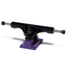 The BAM ST1 Classic Hollow 8.25 Slappy Trucks Set of TWO, featuring black hangers and purple baseplates, is shown against a white background—ideal for 8.1 to 8.3 inch skateboard decks.