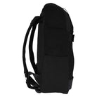 The BTG Backpack Black OS Unisex Independent is shown from the side, featuring adjustable shoulder straps, a side pocket, and a streamlined design—ideal as your everyday skateboard backpack.