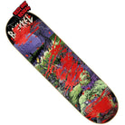 The Baekkel Warriors VX Deck 8.6in x 32.11in Creature Skateboard Deck features comic-style green and purple zombie figures, dramatic red paint splatters, and "Red Ink Reveal" and "Revive" text on a dark, detailed background.