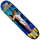 The Ben Raybourn Multi Pass 8.75 Metal Skateboards Deck features an illustrated white-bandaged figure on a blue staircase, nodding to a classic movie scene, with "Raybourn" text and a cassette tape graphic in the top left corner.