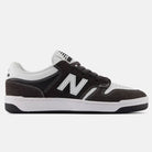 The Black Cement White 480 BAB New Balance Numeric Suede Skateboarding Shoes feature lightweight suede, a white N logo, white midsole, black outsole, and black laces, shown in a side profile on a plain white background.