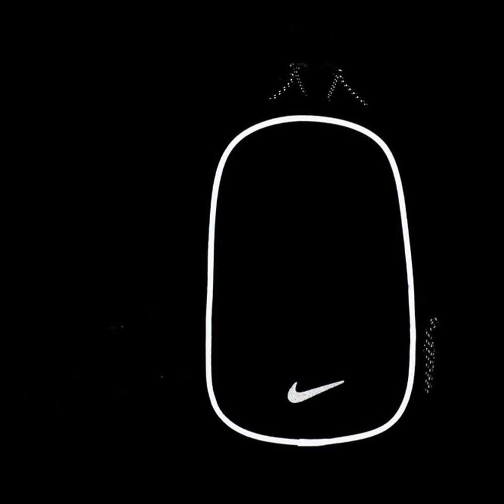 A Black Reflect Silver IQ1279010 Nike SB RPM Skate Backpack featuring the iconic Nike swoosh logo in white on the lower front, displayed against a solid black background. No product description is provided.