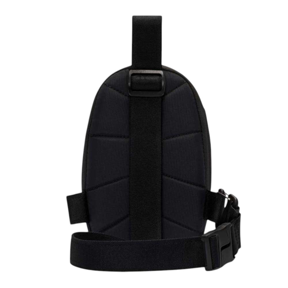 Black Reflect Silver IQ1279010 Nike SB RPM Skate Backpack shown from the back, featuring a wide padded strap running vertically down the center, quilted stitching, and an adjustable buckle on the right side. There is no product description provided.
