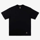 The Black Tee Thrasher Magazine x Dickies Skateboarding A88IU BLK is a plain black, relaxed-fit short-sleeve t-shirt made from 100% cotton, with a small Dickies logo patch near the bottom hem and another logo inside the collar.