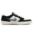 The Black White DV5477-012 Force 58 Nike SB Suede Skateboarding Shoes feature a side profile with a white sole, black and white upper, gray Swoosh, and white laces—blending heritage basketball style with modern cupsole design.