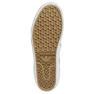 The image shows the sole of the Black White Shmoofoil Slip RX HQ4720 Adidas Skateboarding Suede Shoe, featuring a gum-colored bottom with circular grips at the top, horizontal zigzag lines below, and a central star pattern.
