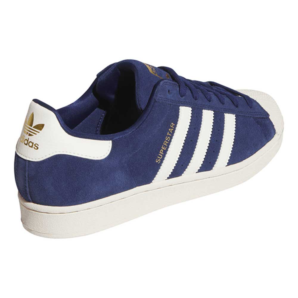 Introducing the Blue White KJ5113 Superstar Adidas Skateboarding Suede Shoes: These iconic sneakers feature a rich blue suede upper with signature white stripes, a crisp white sole, and classic gold Superstar branding for timeless appeal. Designed for both classic style and skateboarding performance, the heel showcases the Adidas logo in gold—seamlessly combining heritage and function.