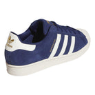 Introducing the Blue White KJ5113 Superstar Adidas Skateboarding Suede Shoes: These iconic sneakers feature a rich blue suede upper with signature white stripes, a crisp white sole, and classic gold Superstar branding for timeless appeal. Designed for both classic style and skateboarding performance, the heel showcases the Adidas logo in gold—seamlessly combining heritage and function.
