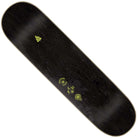 The Bonehead Eternal SM 8in x 31.8in Creature Skateboard Deck is a black 7-ply deck featuring small yellow-green graphics, including Creature Bonehead Eternal symbols and minimalist abstract designs at the center and bottom.