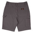 The Built to Grind Utility Shorts Pewter from Independent feature a straight cut, two large back pockets, side cargo pocket, tool loop, belt loops, and stitched label—delivering signature Independent Trucks durability.