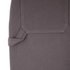 Close-up of Built to Grind Utility Shorts Pewter Bottom Mens Independent, featuring a gray fabric, stitched flap, and strap for a rugged utility style—echoing durable craftsmanship—shown against a plain background.