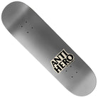 The Champman Lance Art 8.32x31.64 Anti Hero Skateboards Deck is a gray board with the word “ANTIHERO” in bold black letters and “SKATEBOARDS” in smaller text beneath, positioned near one end as part of the Champman Lance series.