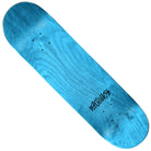 The Chris Athans Dance 8.25x31.5 Deathwish Deck is a blue skateboard deck with a wood grain pattern and black handwritten-style text near one end. It has holes for trucks and is displayed against a white background.