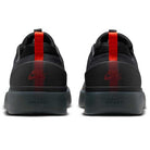 A pair of Cool Grey White FQ1273003 Zoom Nyjah 4 Nike SB skateboarding shoes viewed from the back, with a red heel stripe, NYJAH on the gray sole, reinforced mesh upper, and visible Nike Swoosh and SB logos on the heel tabs.